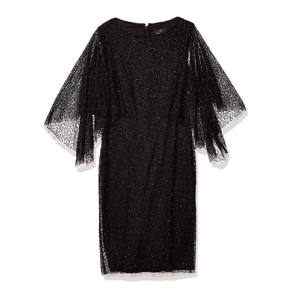 Beaded Flutter Sleeve Sheath Dress